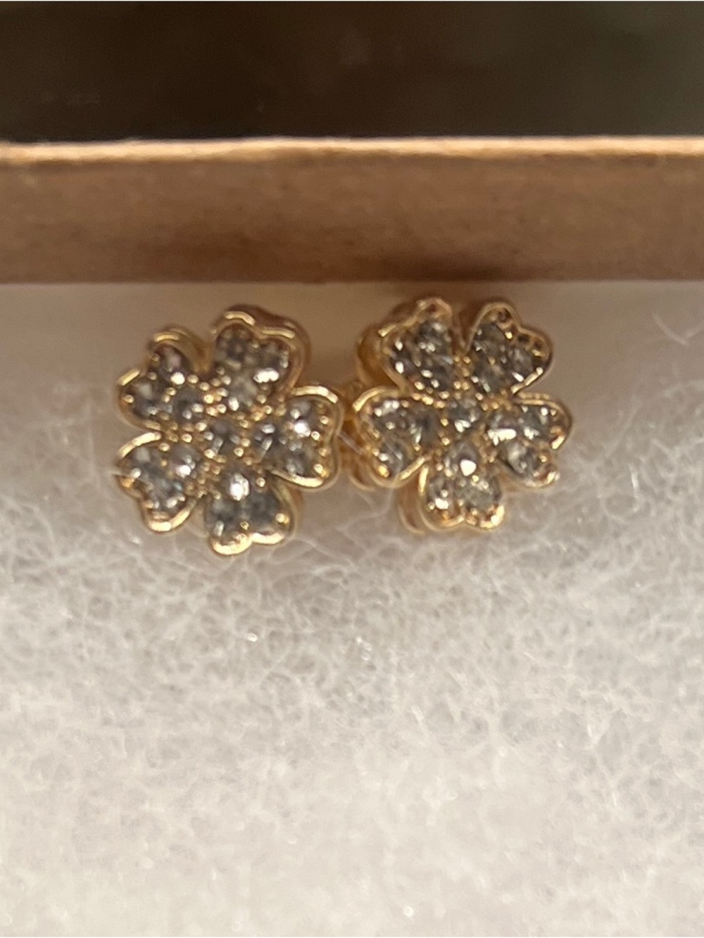 Gold Plated Waterproof Pave Stud Earrings- NEW